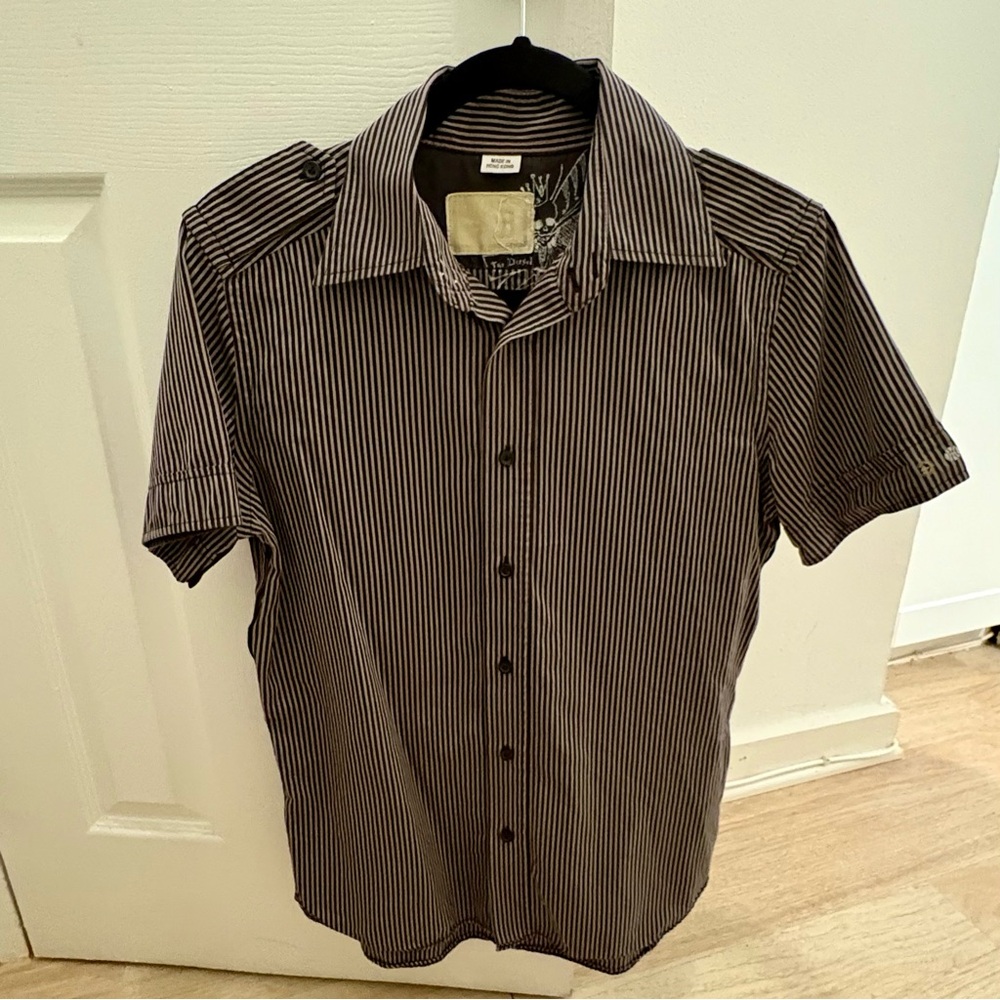 Diesel Mens Pinstripe Short Sleeve Shirt- Medium